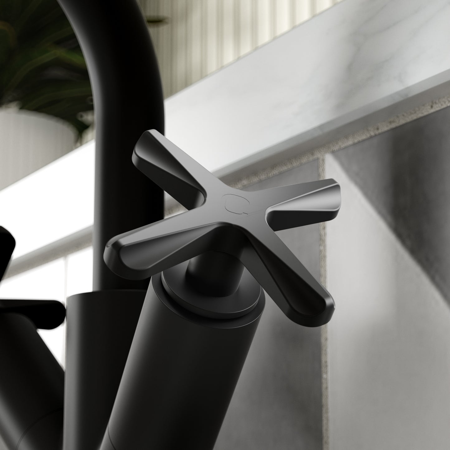 Fairford Verso Matt Black Basin Mixer with Push Button Waste