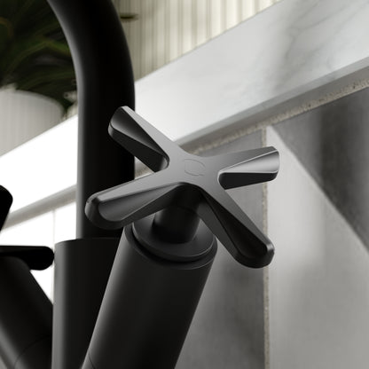 Fairford Verso Matt Black Basin Mixer with Push Button Waste