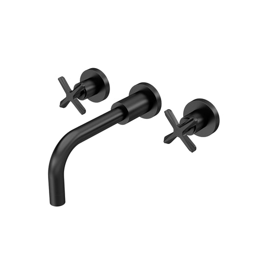 Fairford Verso Matt Black 3 Hole Wall Mounted Basin Mixer