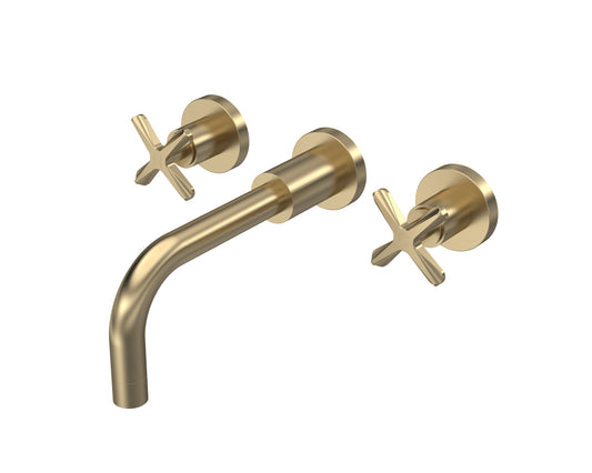 Fairford Verso Brushed Brass 3 Hole Wall Mounted Basin Mixer