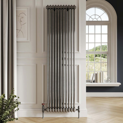 Fairford 2 Column Vertical Raw Metal Designer Radiator 1800mm X 328mm