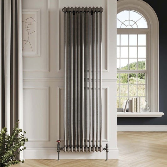 Fairford 2 Column Vertical Raw Metal Designer Radiator 1800mm X 328mm