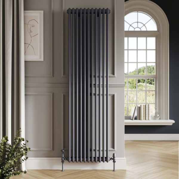 Fairford 2 Column Vertical Anthracite Designer Radiator 1800mm X 335mm