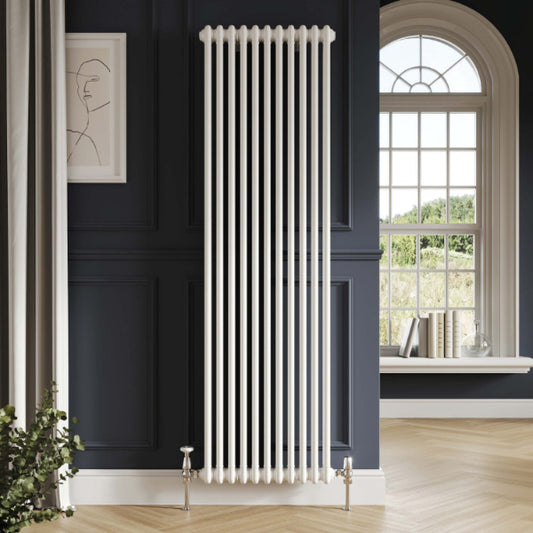 Fairford 2 Column Vertical White Designer Radiator 1800mm X 335mm