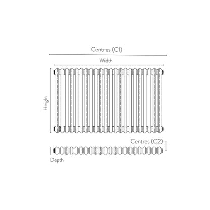 Fairford 2 Column Horizontal Raw Metal Designer Radiator 600mm X 636mm