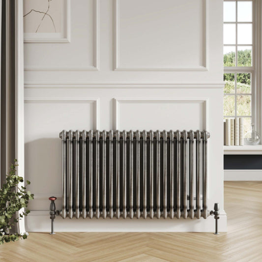 Fairford 2 Column Horizontal Raw Metal Designer Radiator 600mm X 830mm