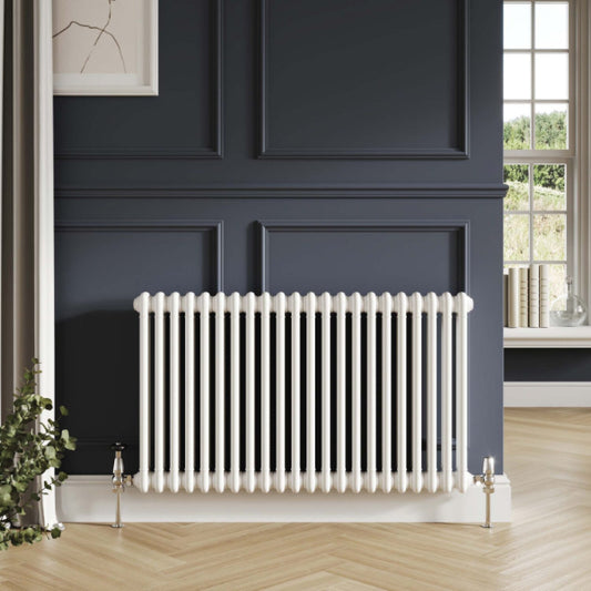 Fairford 2 Column Horizontal White Designer Radiator 600mm X 830mm
