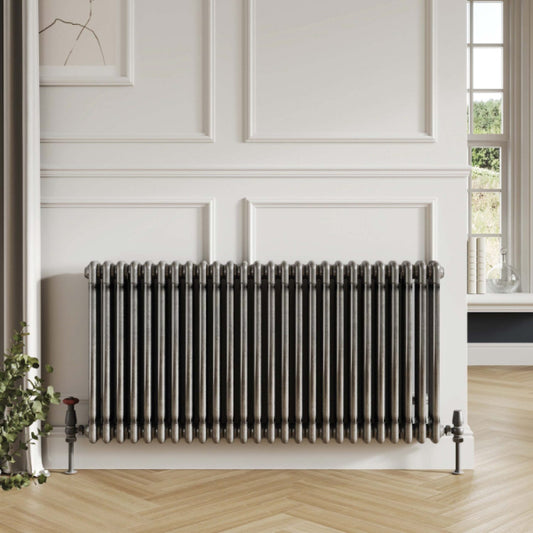 Fairford 3 Column Horizontal Raw Metal Designer Radiator 600mm X 821mm