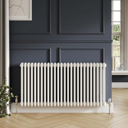 Fairford 3 Column Horizontal White Designer Radiator 600mm X 830mm