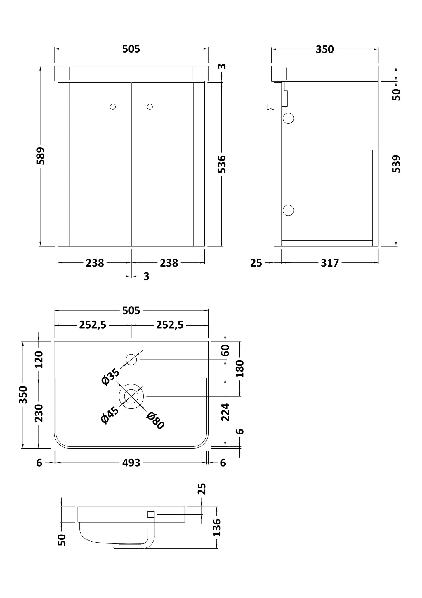 Fairford Crayo 500mm Gloss White Wall Hung Vanity Unit