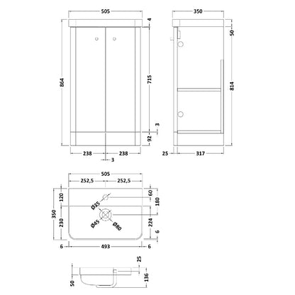 Fairford Crayo 500mm Gloss White Floor Standing Vanity Unit