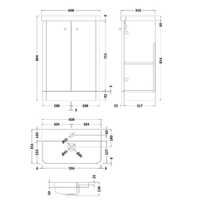 Fairford Crayo 600mm Gloss White Floor Standing Vanity Unit