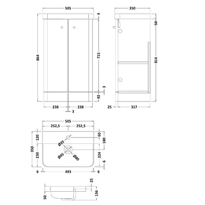 Fairford Crayo 500mm Light Gloss Grey Floor Standing Vanity Unit
