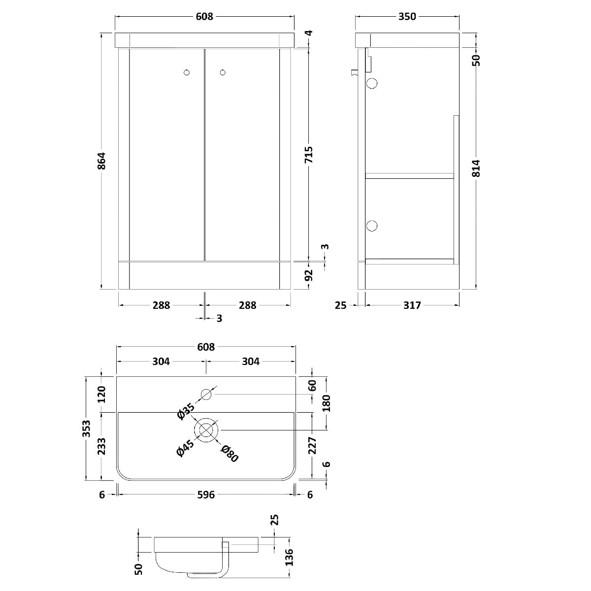 Fairford Crayo 600mm Light Gloss Grey Floor Standing Vanity Unit