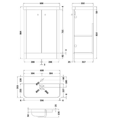 Fairford Crayo 600mm Light Gloss Grey Floor Standing Vanity Unit