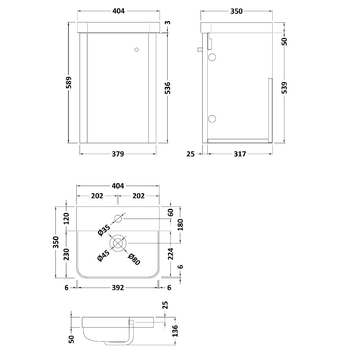 Fairford Crayo 400mm Gloss Grey Wall Hung Vanity Unit