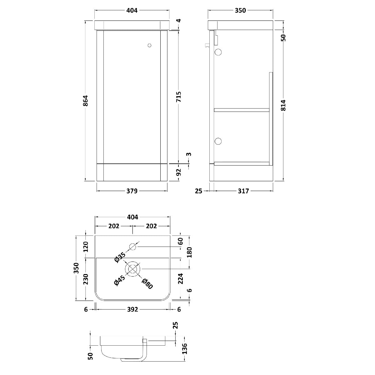 Fairford Crayo 400mm Gloss Grey Floor Standing Vanity Unit