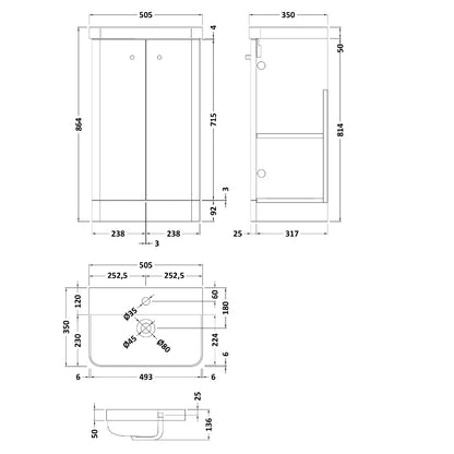Fairford Crayo 500mm Gloss Grey Floor Standing Vanity Unit