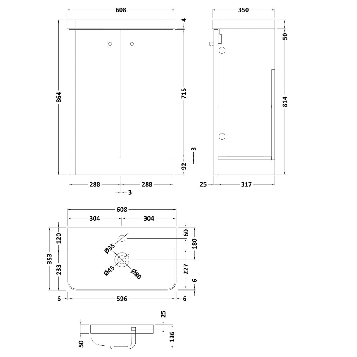 Fairford Crayo 600mm Gloss Grey Floor Standing Vanity Unit