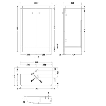 Fairford Crayo 600mm Gloss Grey Floor Standing Vanity Unit