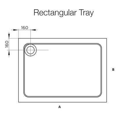 Fairford 900 x 800mm Rectangular Shower Tray, Corner Waste