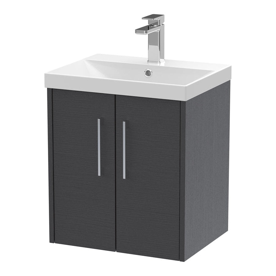 Fairford Anika 500mm Graphite Woodgrain 2 Door Wall Hung Vanity Unit