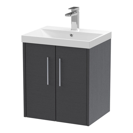 Fairford Anika 500mm Graphite Woodgrain 2 Door Wall Hung Vanity Unit