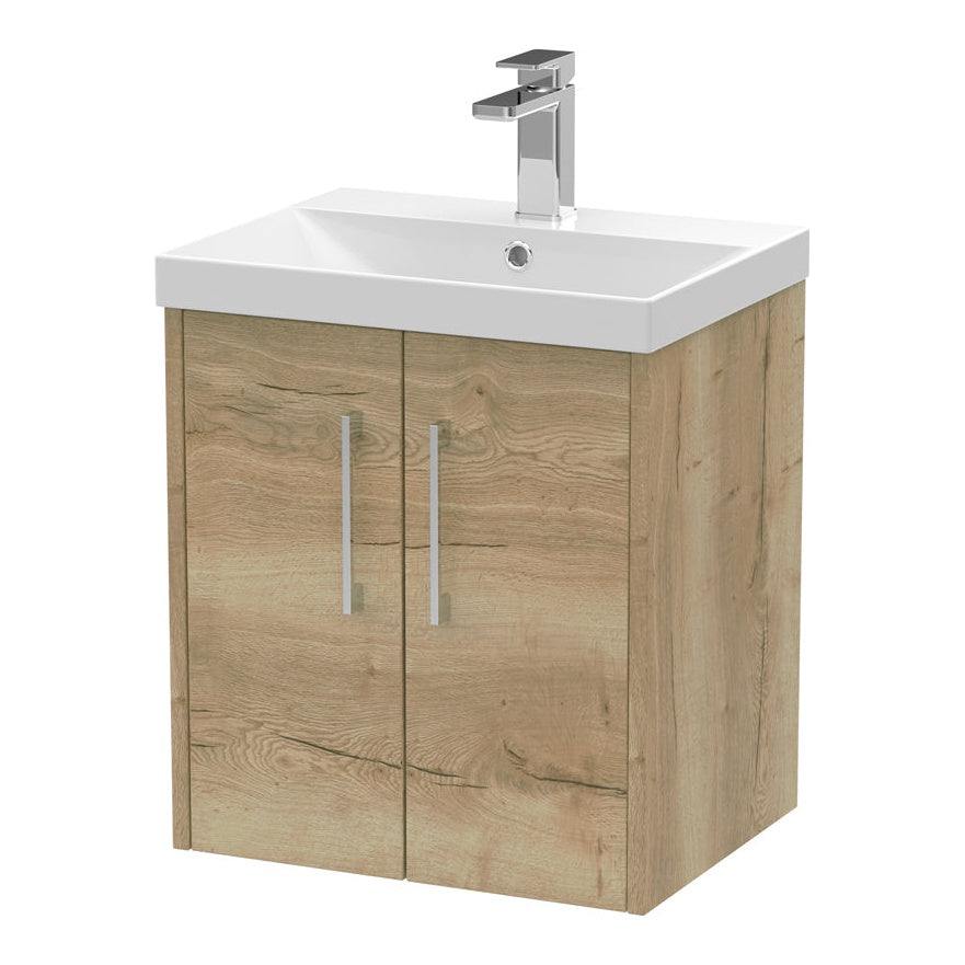 Fairford Anika 500mm Oak Woodgrain 2 Door Wall Hung Vanity Unit