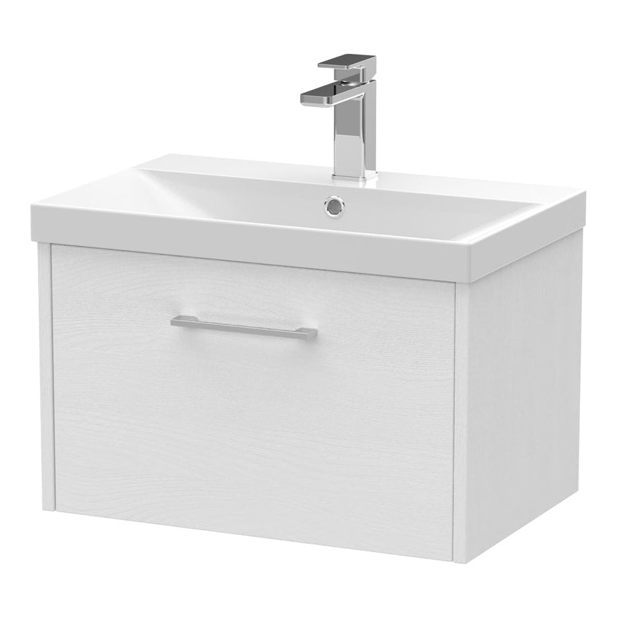 Fairford Anika 600mm White Woodgrain 1 Drawer Wall Hung Vanity Unit