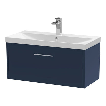 Fairford Anika 800mm Matt Blue 1 Drawer Wall Hung Vanity Unit