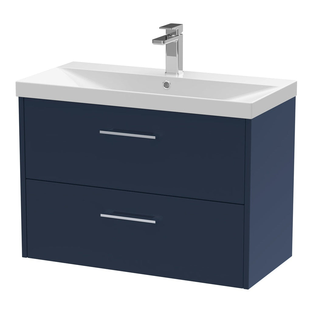 Fairford Anika 800mm Matt Blue 2 Drawer Wall Hung Vanity Unit