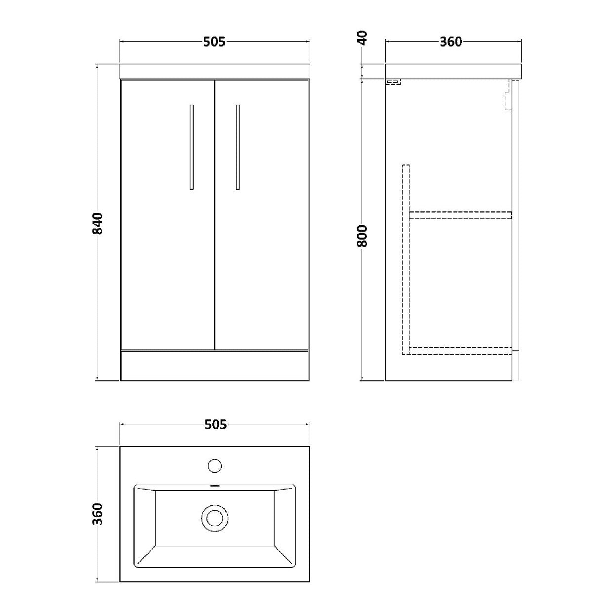 Fairford Aspri 2 500mm Anthracite Floor Standing Vanity Unit