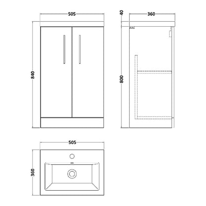 Fairford Aspri 2 500mm Anthracite Floor Standing Vanity Unit