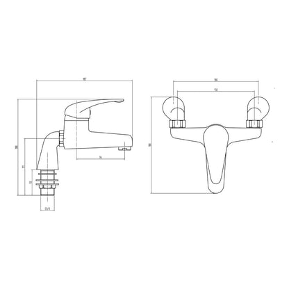 Fairford Contract Single Lever Bath Filler, Raised Mounts
