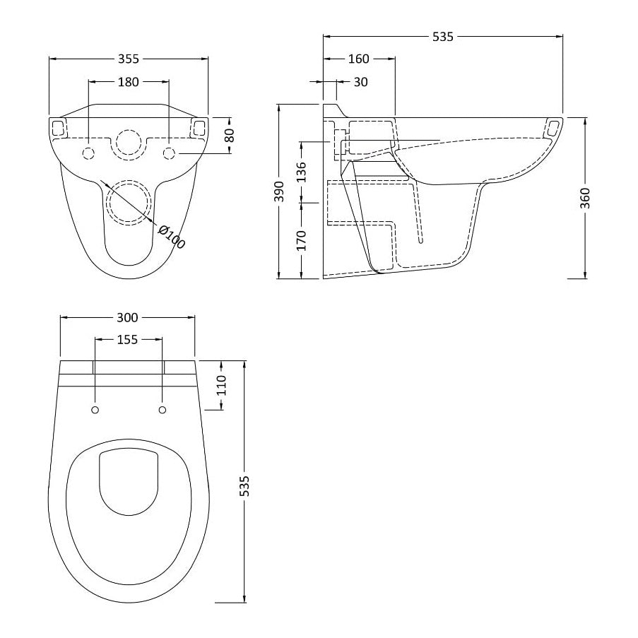 Fairford Duro Wall Hung Toilet