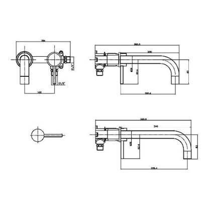 Fairford Element 7 Matt Black Wall Mounted Basin Mixer