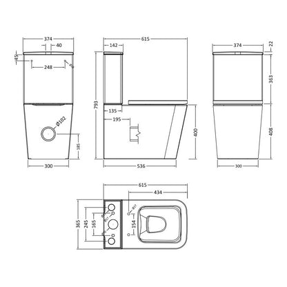 Fairford Grove Pure Rimless Close Coupled Toilet with Soft Close Seat