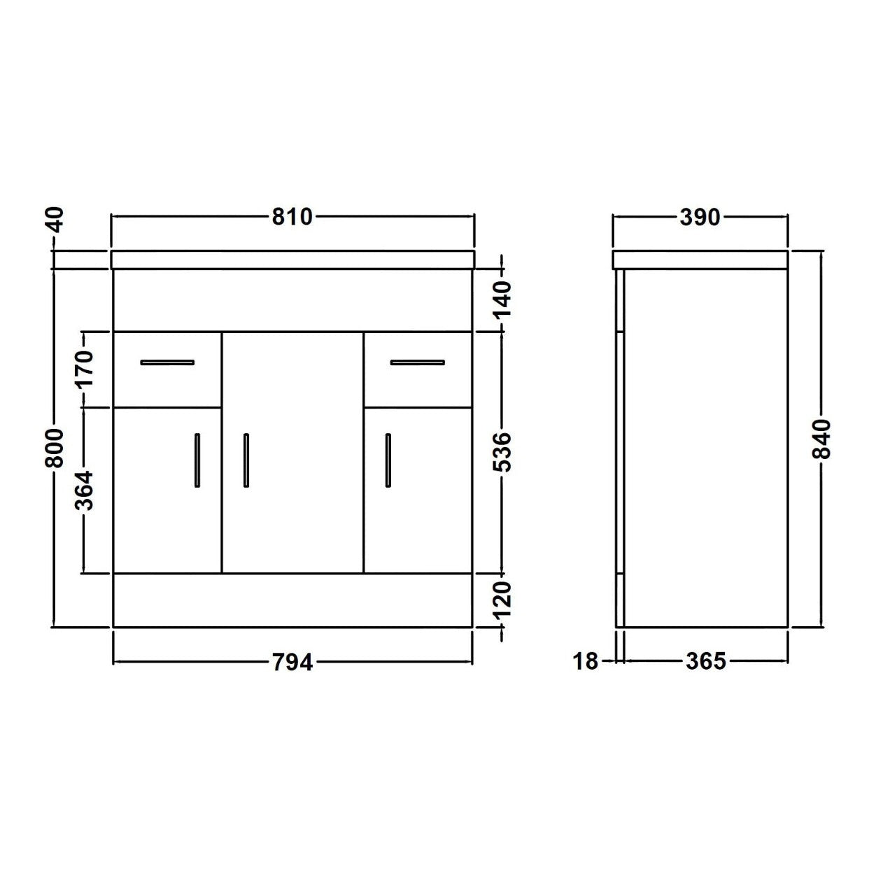 Fairford Kingsly Gloss White 800mm Floor Standing Vanity Unit