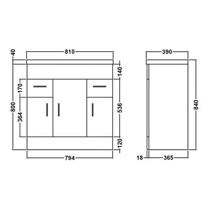 Fairford Kingsly Gloss White 800mm Floor Standing Vanity Unit
