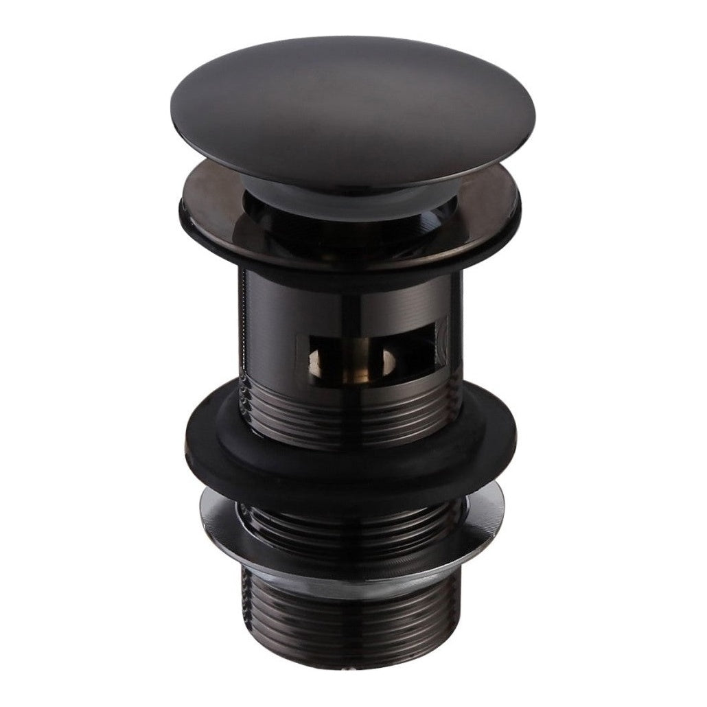Fairford Matt Black Push Button Basin Waste, Slotted