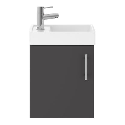 Fairford Minimalist 400mm Gloss Grey Wall Hung Vanity Unit
