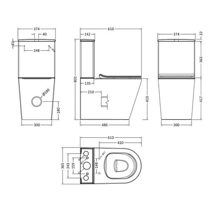 Fairford Sierra Pure Rimless Close Coupled Toilet with Soft Close Seat