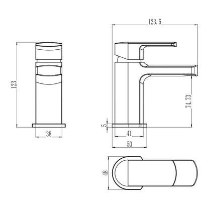 Rivato Brenta Mini Basin Mixer with Push Button Waste