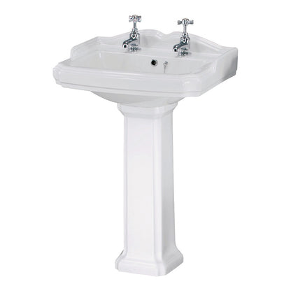 Fairford Winchester 580mm 2 Tap Hole Basin with Full Pedestal