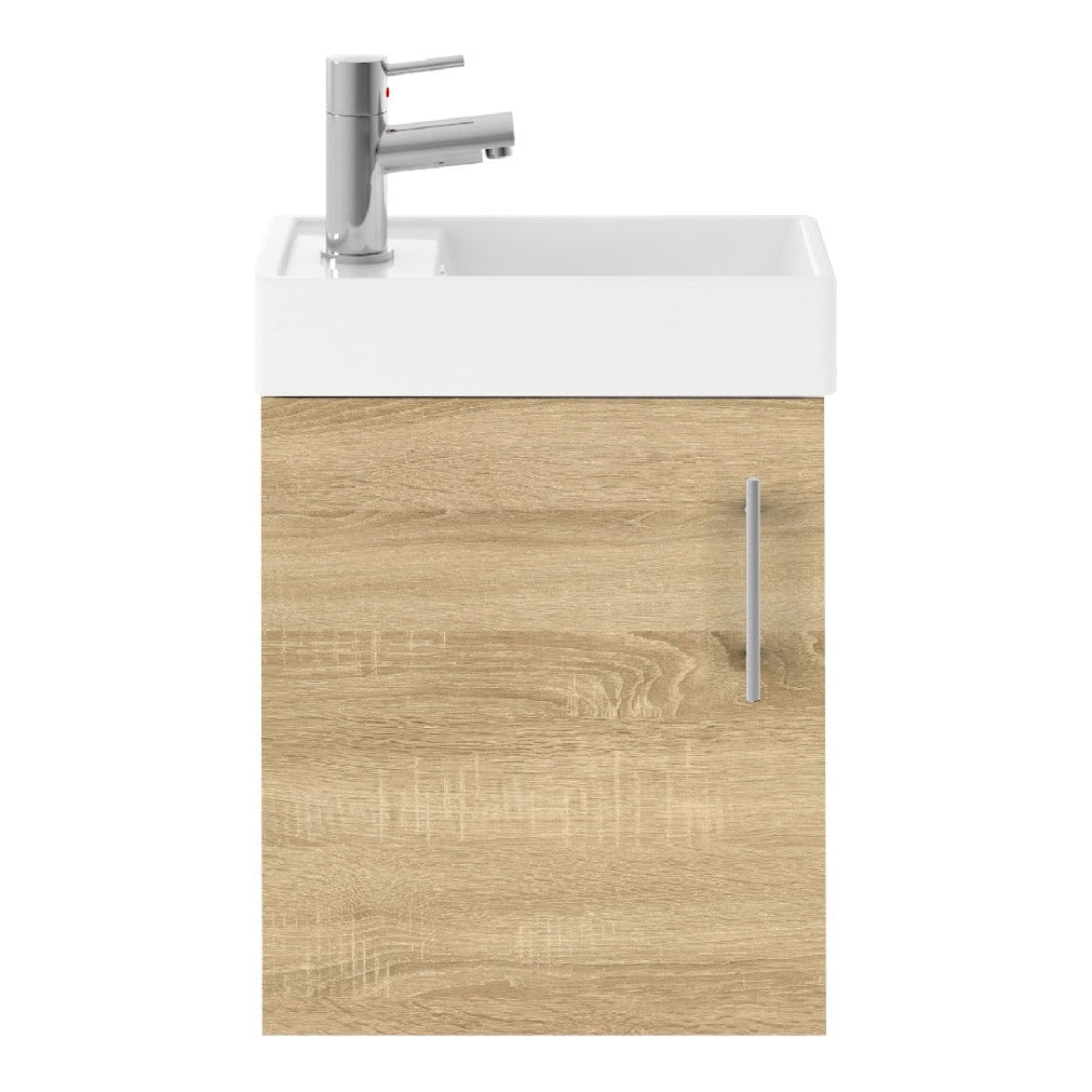 Fairford Minimalist 400mm Natural Oak Wall Hung Vanity Unit & Basin