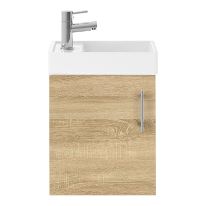 Fairford Minimalist 400mm Natural Oak Wall Hung Vanity Unit & Basin