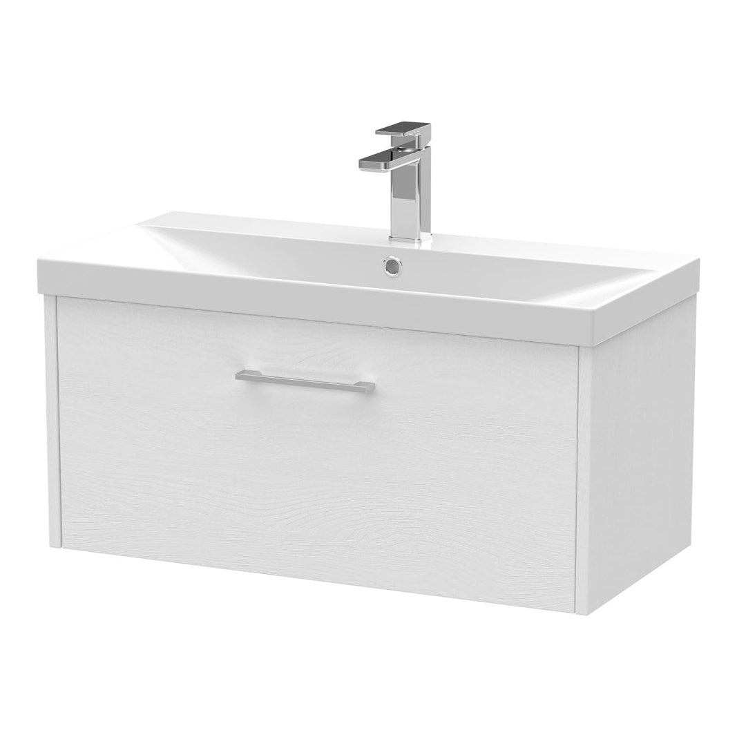 Fairford Anika 800mm White Woodgrain 1 Drawer Wall Hung Vanity Unit