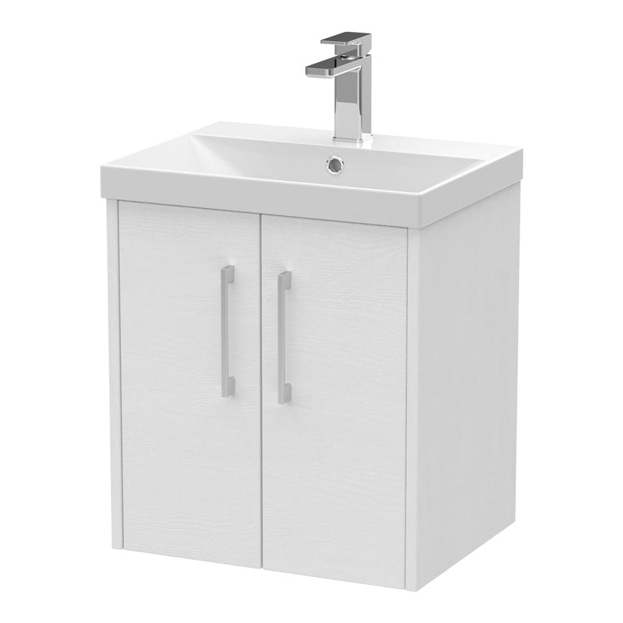 Fairford Anika 500mm White Woodgrain 2 Door Wall Hung Vanity Unit