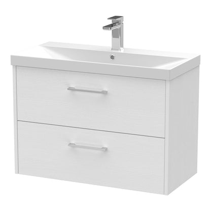 Fairford Anika 800mm White Woodgrain 2 Drawer Wall Hung Vanity Unit