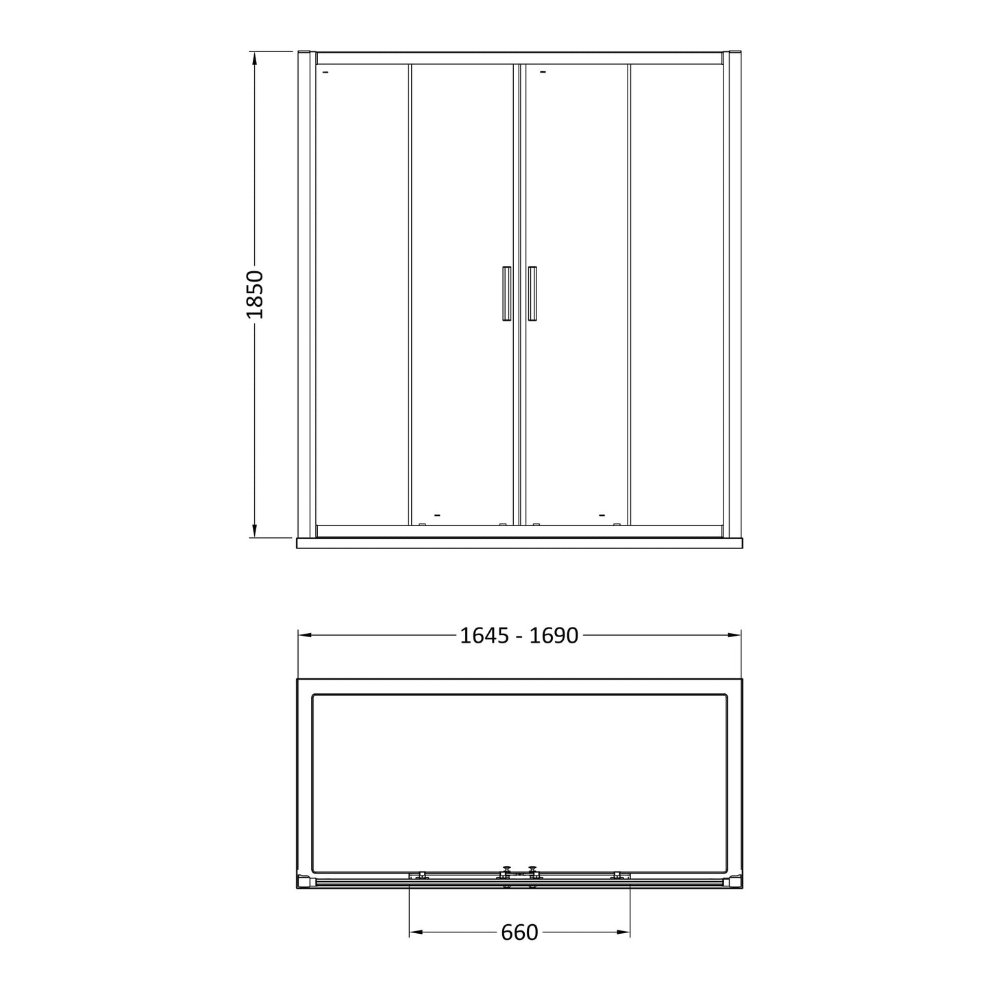 Fairford 6mm, 1700mm Sliding Double Shower Door